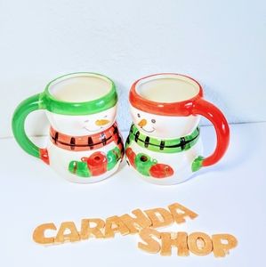 Bay Island set of 2 snowman mugs